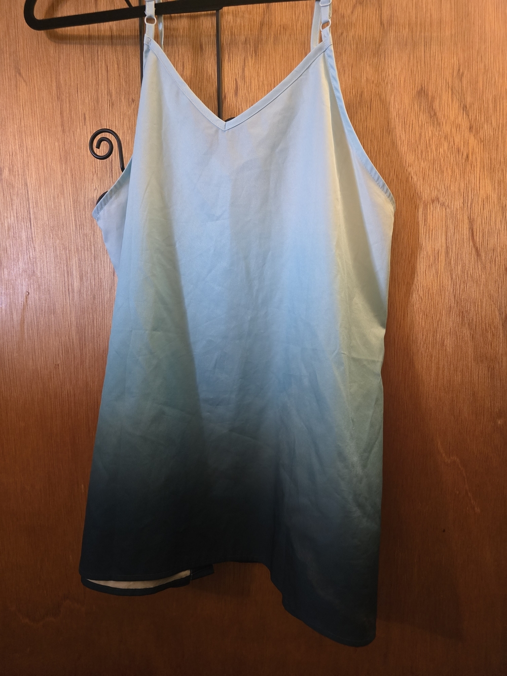 Turquoise Ombre Button-Front Spaghetti Strap Cami - Picture 4 of 7